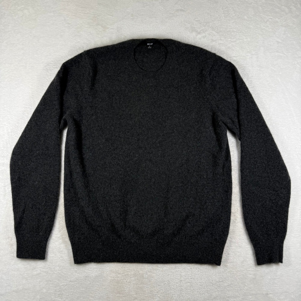 Uniqlo 100% Cashmere Crew Neck Sweater Dark Gray Heather M 351-429075